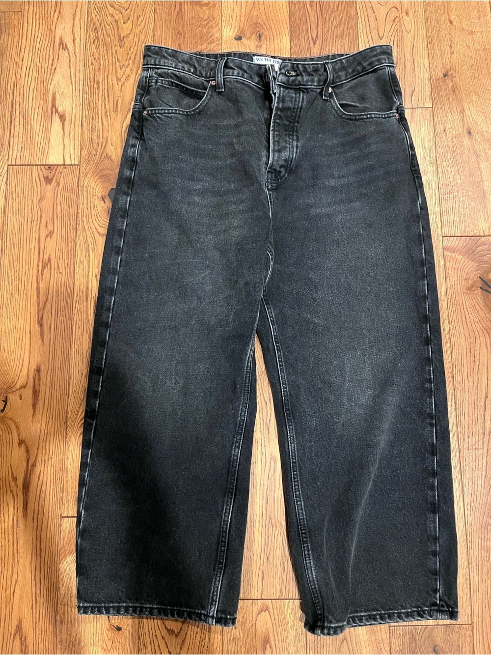 We The Free Black Wide-Leg Boyfriend Jeans